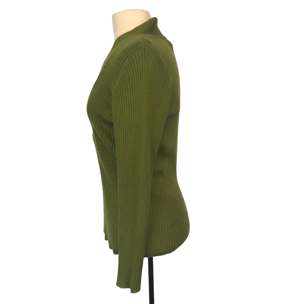 Lane Bryant Womens Green Ribbed V-Neck Wrap Sweater, criss cross size 14/16 - Picture 7 of 9